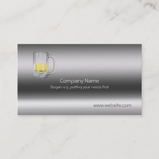 Beer Glass on metallic-look template Business Card (Front)