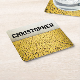 Beer Glass Personalize Square Paper Coaster