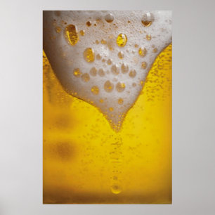 Beer Glass with Bubbles and Foam Poster