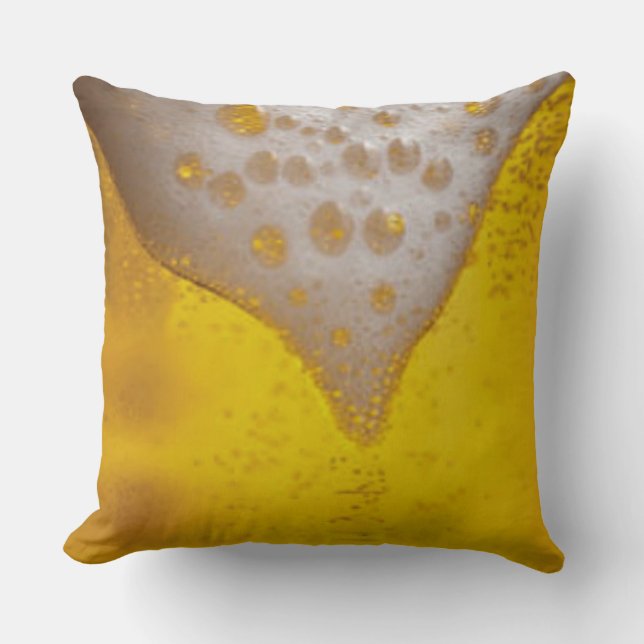 Beer Glass with Bubbles and Foam Throw Pillow (Front)