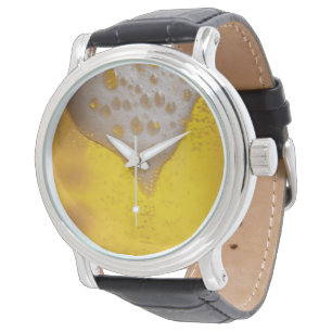 Beer Glass with Bubbles and Foam Watch
