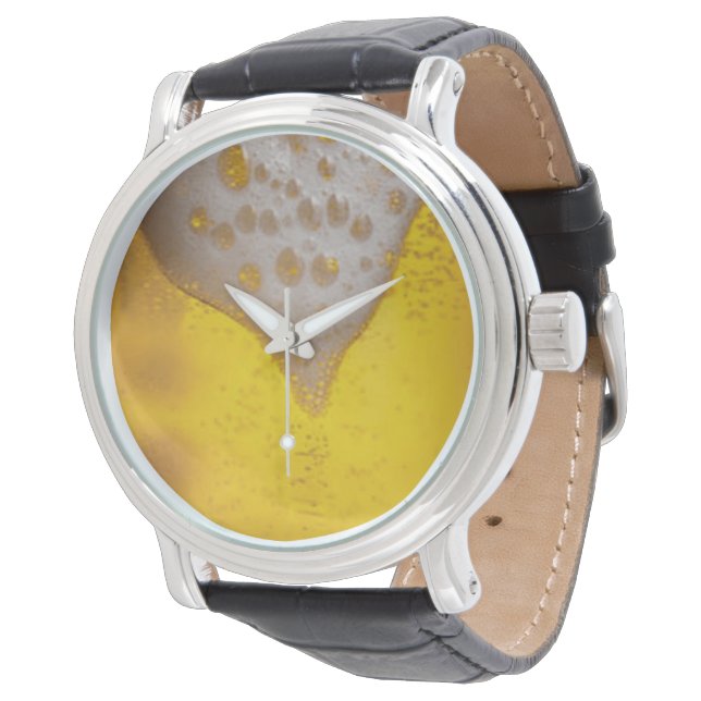 Beer Glass with Bubbles and Foam Watch (Angled)