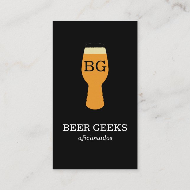 Beer Glass with monogram Business Card (Front)