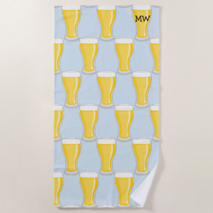 Beer Glasses - Customize with Your Initials - Male Beach Towel