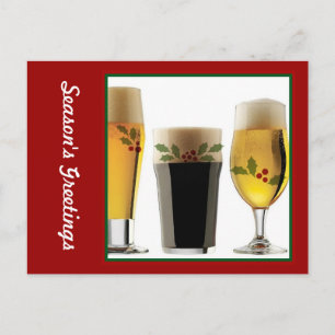 Beer Glasses Holiday Greetings Postcard