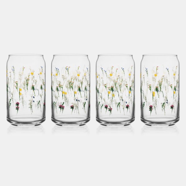 Beer Glasses, Mugs & Steins floral pattern design Can Glass (Front)