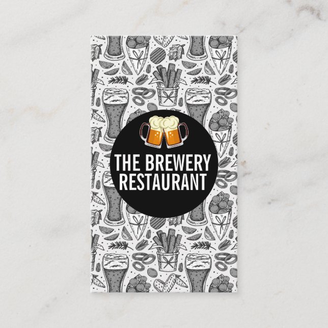 Beer Glasses | Restaurant Icons Pattern Business Card (Front)