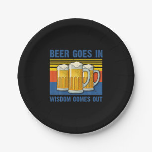 Beer Goes In Wisdom Comes Out Vintage Birthday Paper Plate