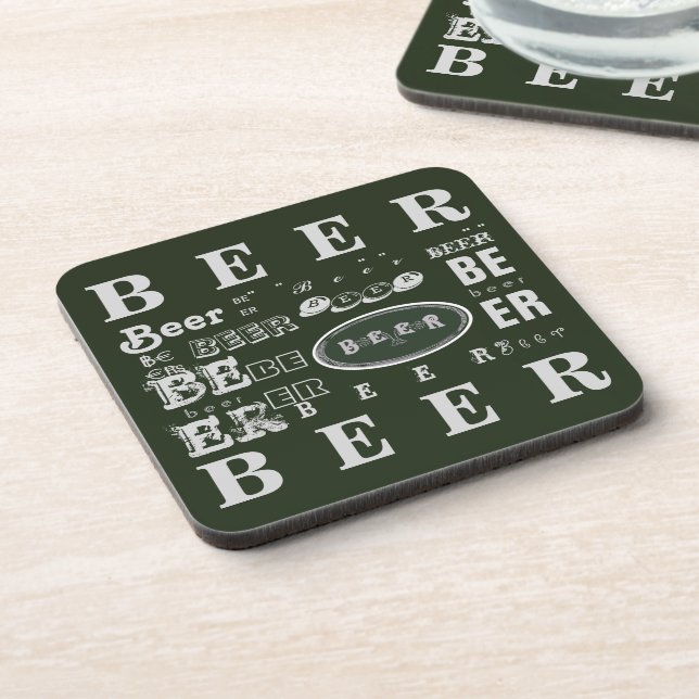 Beer-Green & White Collage Coaster (Left Side)