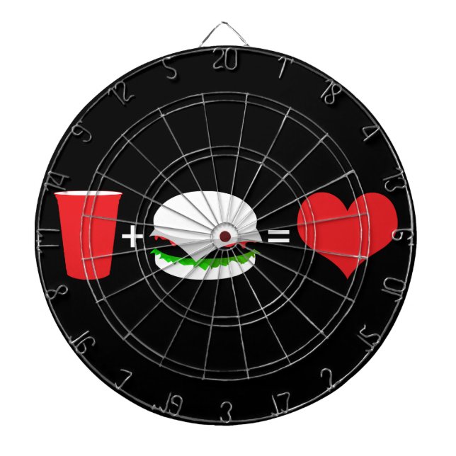beer + hamburger = love dartboard (Front)