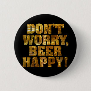Beer Happy Black Button