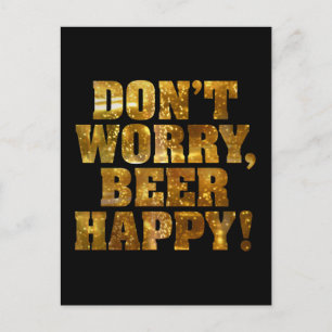 Beer Happy Black Postcard