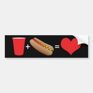 beer + hot dogs = love bumper sticker