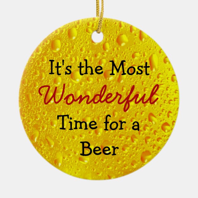 Beer Humour Christmas Ceramic Ornament (Front)