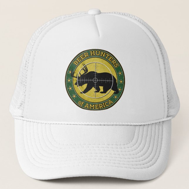 Beer Hunters of America (fun bear w/ antlers logo) Trucker Hat (Front)