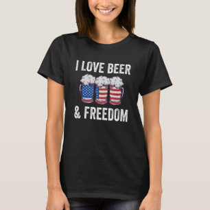 Beer I Love Beer and Freedom Distressed Grunge T-Shirt