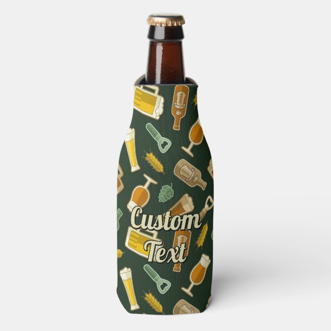 Beer Icons Pattern Bottle Cooler (Bottle Front)
