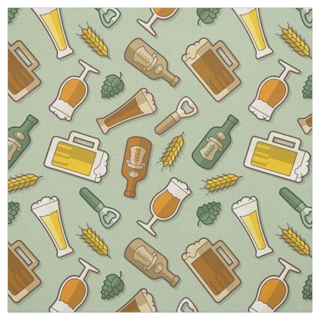 Beer Icons Pattern Fabric (Swatch)