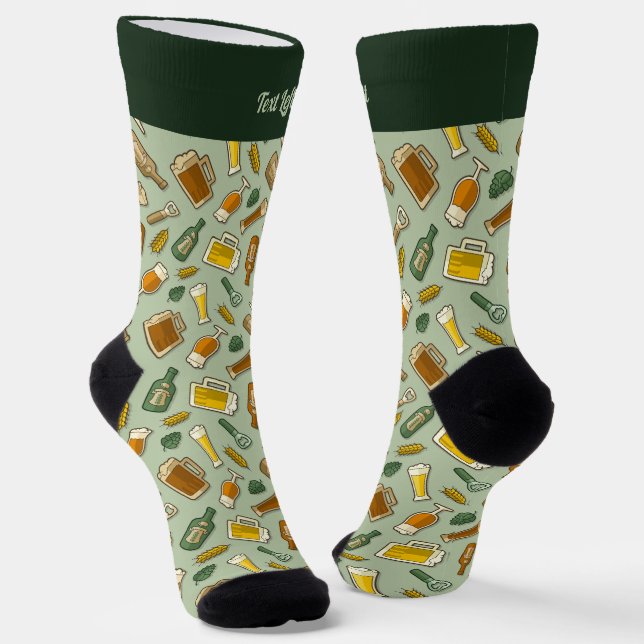 Beer Icons Pattern Socks (Angled)