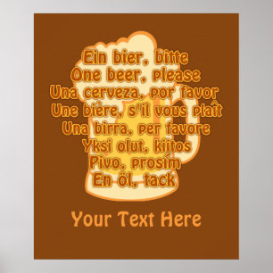 BEER in languages custom poster