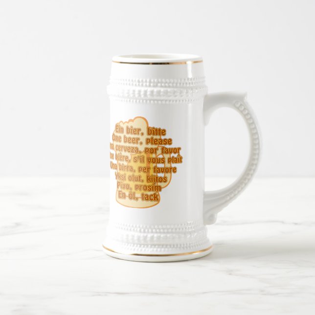 BEER in languages mug - choose style & colour (Right)