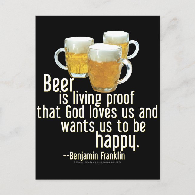 Beer is Proof (Franklin) Postcard (Front)