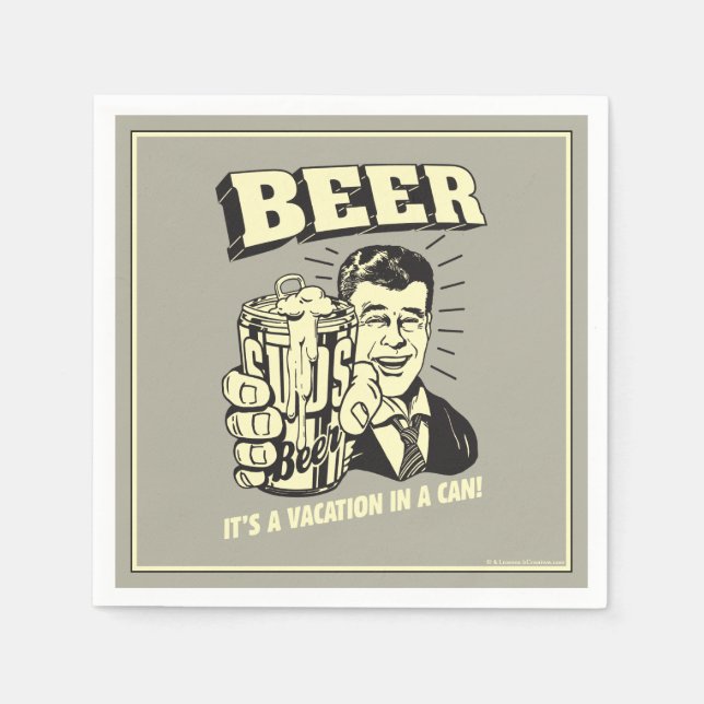 Beer: It's A Vacation In Can Napkin (Front)