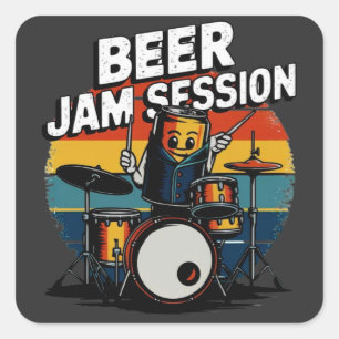 Beer Jam Session T-shirt - Fun Beer Graphic for Be Square Sticker