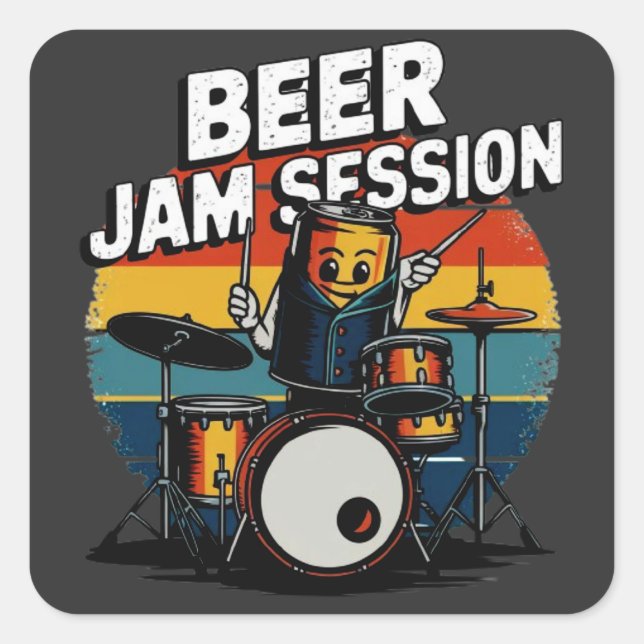 Beer Jam Session T-shirt - Fun Beer Graphic for Be Square Sticker (Front)