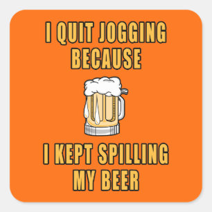 Beer Jogging Square Sticker