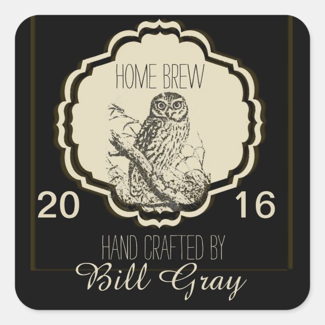 Beer Label Fully Customizable with Owl (Front)