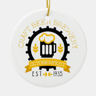 Beer Logo Design Template With Pint Ceramic Ornament