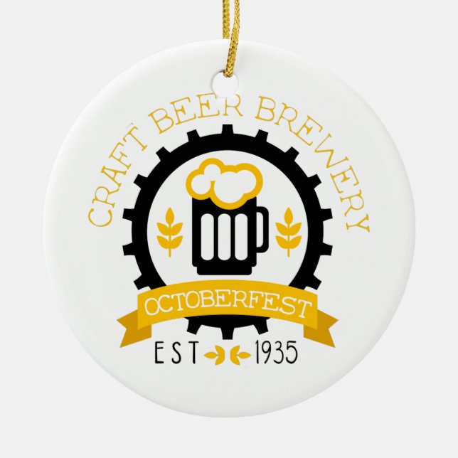 Beer Logo Design Template With Pint Ceramic Ornament (Front)