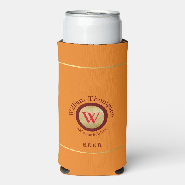 Beer Logo (Name & Initials) Orange Seltzer Can Cooler (Seltzer Front)