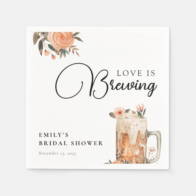 Beer Love is Brewing Bridal Shower Napkin (Front)
