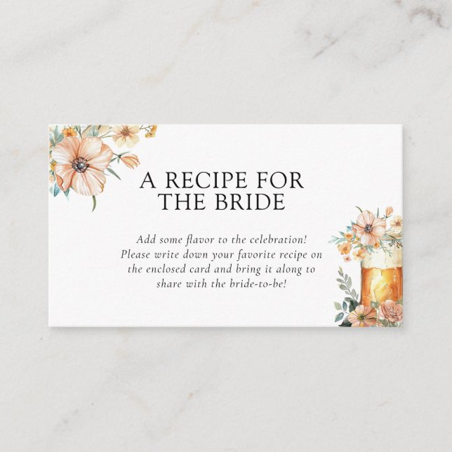 Beer Love is Brewing Recipe Request Bridal Shower  Enclosure Card (Front)