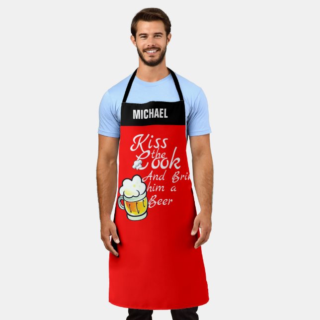 Beer Lover Apron - Funny Chef Gift for Men (Worn)