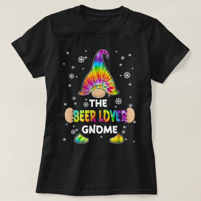 Beer Lover Gnome Merry Christmas Tie Dye Pyjamas  T-Shirt (Design Front)