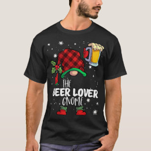 Beer Lover Gnome Red Buffalo Plaid Matching Family T-Shirt