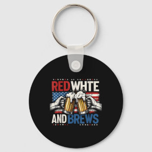 Beer Lovers America Red White And Brew Fourth Of J Keychain