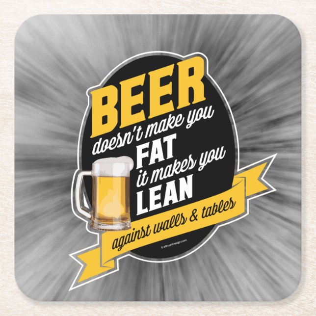 Beer Makes You Lean Square Paper Coaster (Front)
