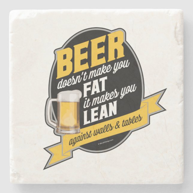 Beer Makes You Lean Stone Coaster (Front)