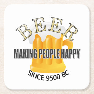 Beer Making People Happy  Square Paper Coaster
