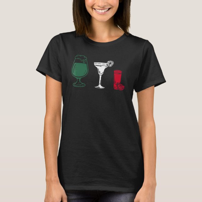 Beer Margarita Tequila Mexican Flag Cinco De Mayo  T-Shirt (Front)