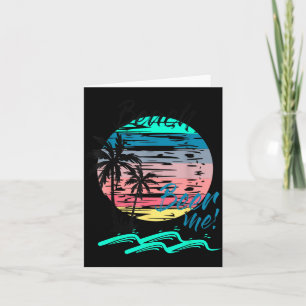 Beer Me Funny Drinking Beach Retro Sunset Palm Card