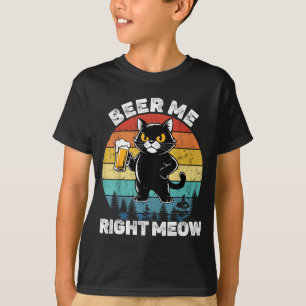Beer Me Right Meow Funny Cat Drinking Humor T-Shirt