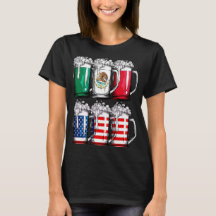 Beer Mexican American Flag Cinco de Mayo Men Drink T-Shirt