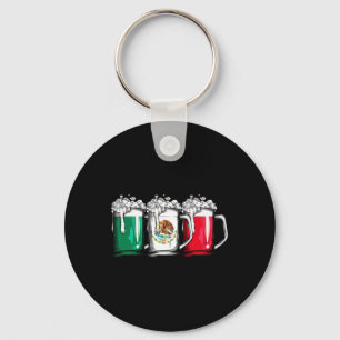 Beer Mexican Flag Mexico Cinco De Mayo Men Drinkin Keychain