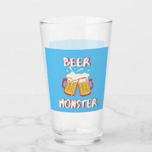 Beer Monster   Blue Background Glassware Glass