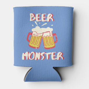 Beer Monster Can Cooler Light Blue Background